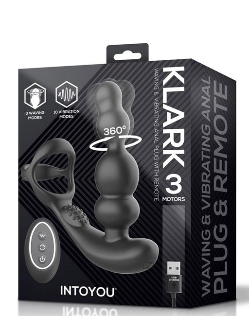 IY Klark - Rotating & Vibrating Anal Plug with Remote Control - Black-Erotiekvoordeel.nl