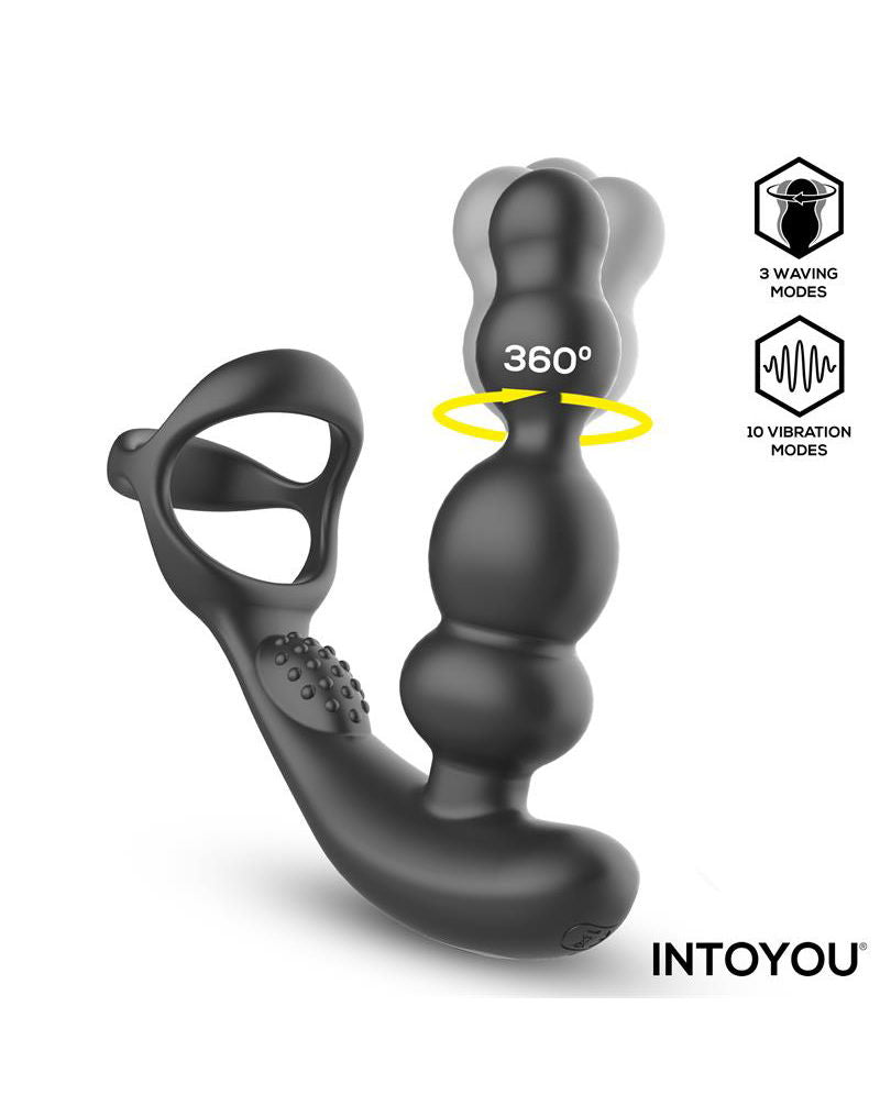 IY Klark - Plug anale rotante e vibrante con telecomando - Nero-Erotiekvoordeel.nl