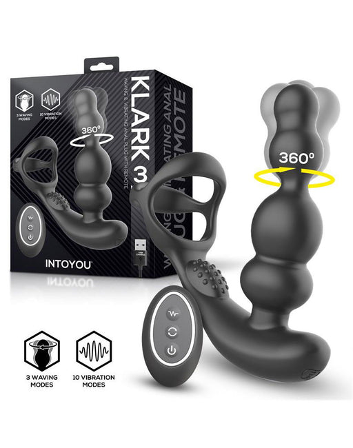 IY Klark - Rotating & Vibrating Anal Plug with Remote Control - Black-Erotiekvoordeel.nl