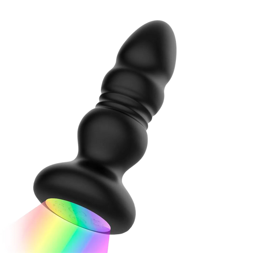 IY - Krax - Butt Plug with Vibration and Thrusting - With LED Light - Black-Erotiekvoordeel.nl