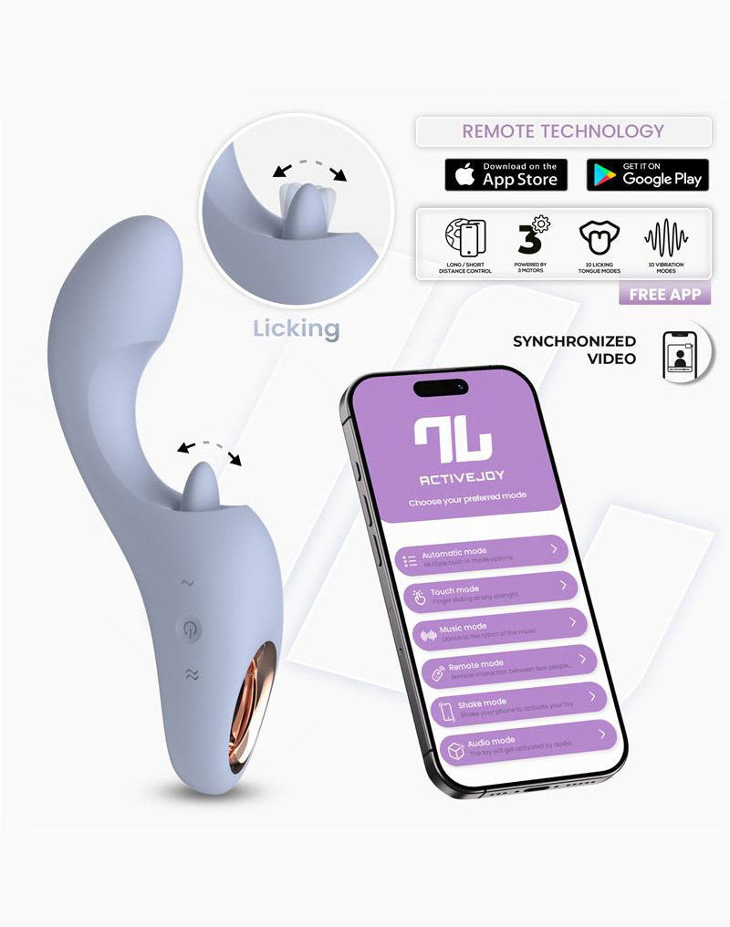 IY - Licky - Vibratore a lingua leccante - Con controllo tramite app - Azzurro-Erotiekvoordeel.nl