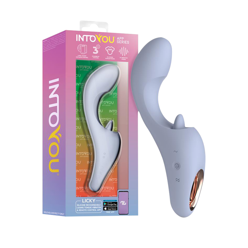 IY - Licky - Vibratore a lingua leccante - Con controllo tramite app - Azzurro - Erotiekvoordeel.nl