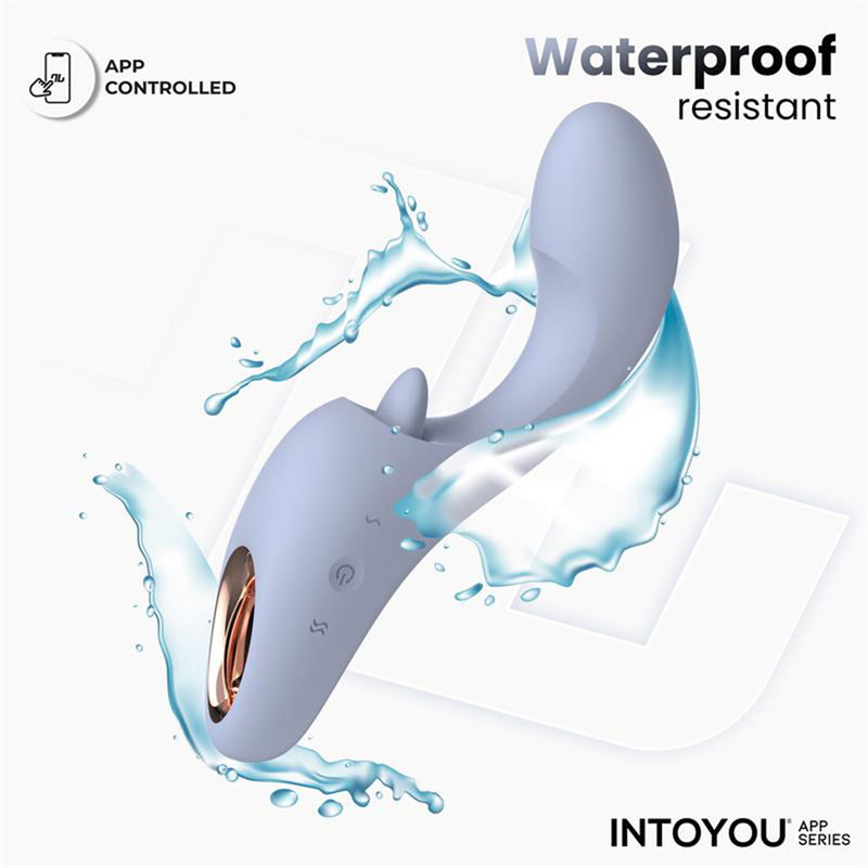 IY - Licky - Vibratore a lingua leccante - Con controllo tramite app - Azzurro - Erotiekvoordeel.nl