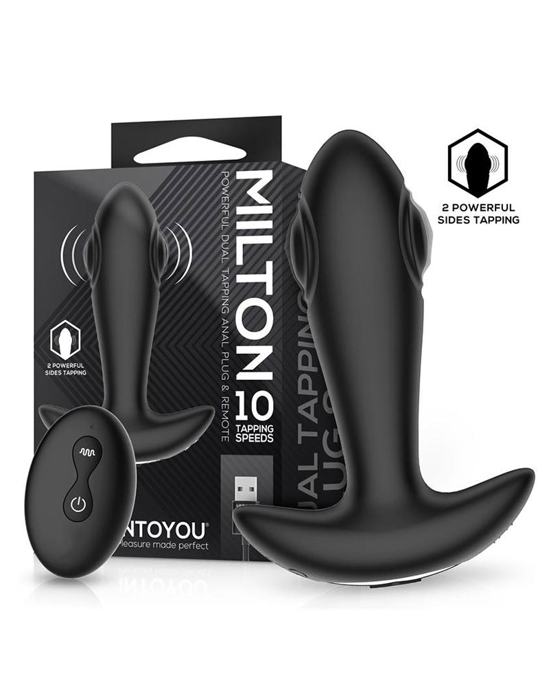 IY Milton - Plug anale vibrante con doppia funzione di pulsazione e telecomando - Nero-Erotiekvoordeel.nl