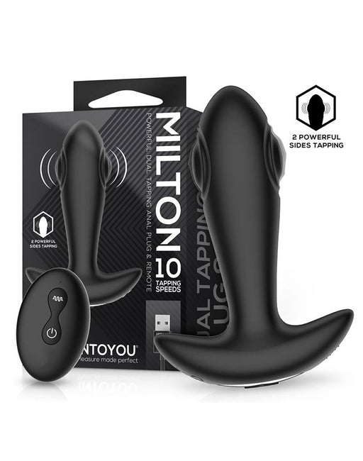 IY Milton - Plug anale vibrante con doppia funzione di pulsazione e telecomando - Nero-Erotiekvoordeel.nl