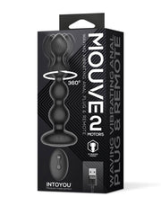 IY Mouve - Plug anale rotante e vibrante con nervature e telecomando - 2 motori - Nero - Erotiekvoordeel.nl
