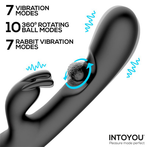 IY - Patty - Vibratore Rabbit con pallina rotante - Nero-Erotiekvoordeel.nl