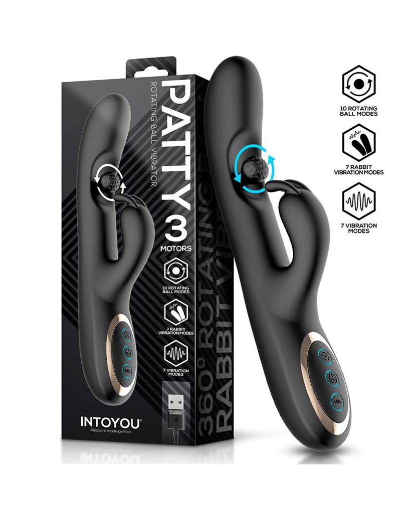 IY - Patty - Vibratore Rabbit con Sfera Rotante - Nero-Erotiekvoordeel.nl