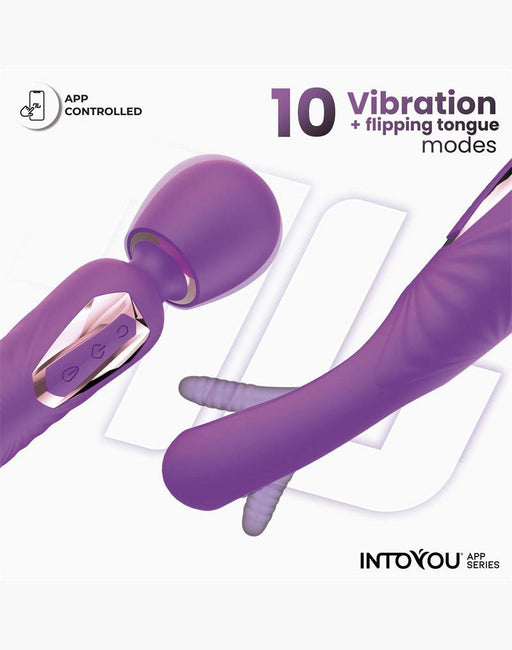 IY Salma - Vibratore a bacchetta con lingua rotante - Controllato tramite app - Viola-Erotiekvoordeel.nl