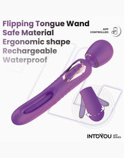 IY Salma - Vibratore a bacchetta con lingua rotante - Controllato tramite app - Viola-Erotiekvoordeel.nl