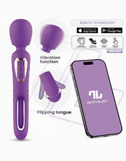 IY Salma - Vibratore a bacchetta con lingua rotante - Controllato tramite app - Viola-Erotiekvoordeel.nl