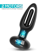 IY Sasha - Vibrating Butt Plug with Moving Tongue and Remote Control - Black-Erotiekvoordeel.nl