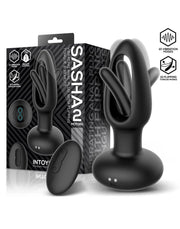 IY Sasha - Vibrating Butt Plug with Moving Tongue and Remote Control - Black-Erotiekvoordeel.nl