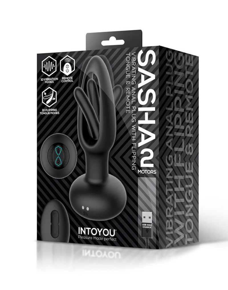 IY Sasha - Vibrating Butt Plug with Moving Tongue and Remote Control - Black-Erotiekvoordeel.nl