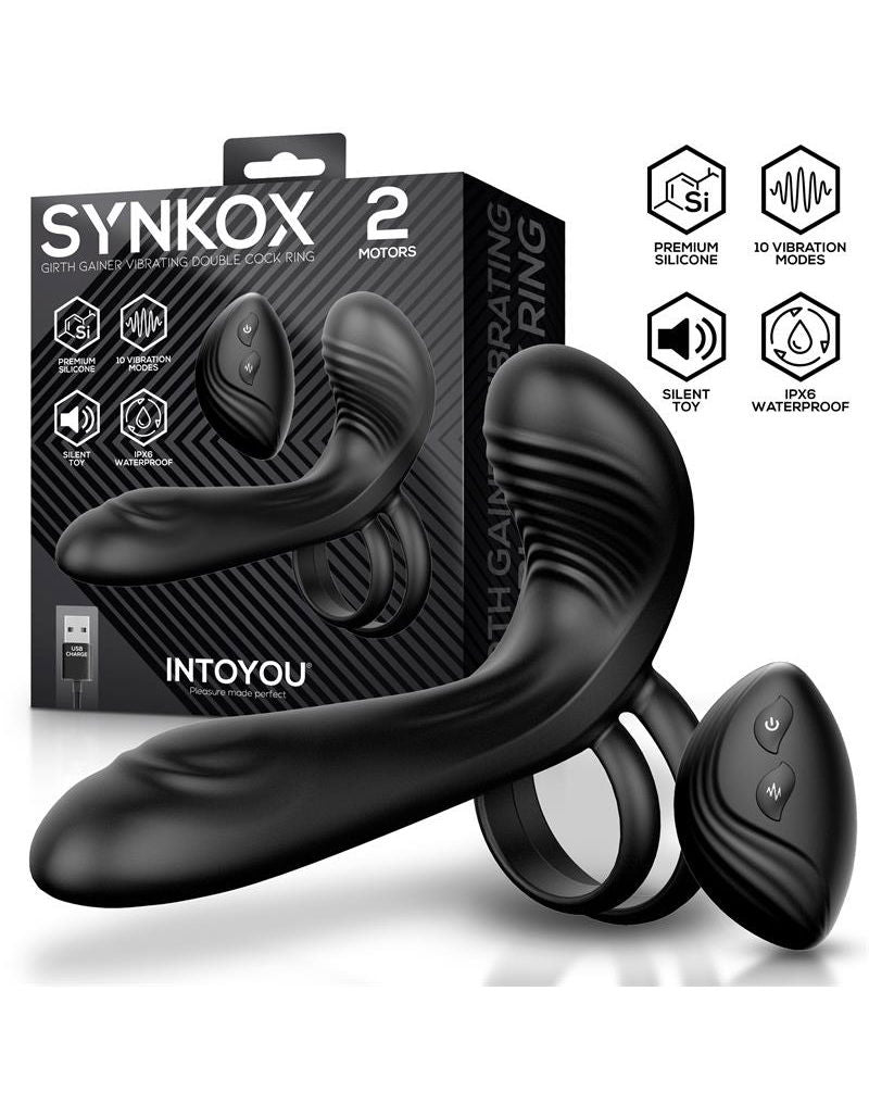 IY – Synkox – Estensore vibrante per il pene con telecomando – Nero-Erotiekvoordeel.nl