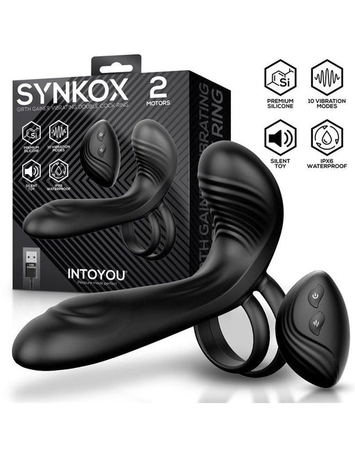 IY – Synkox – Estensore vibrante per il pene con telecomando – Nero-Erotiekvoordeel.nl
