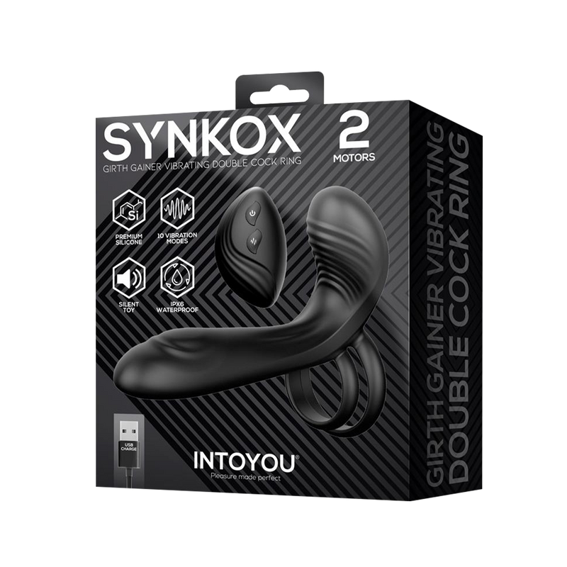 IY – Synkox – Estensore per pene vibrante con telecomando – Nero-Erotiekvoordeel.nl