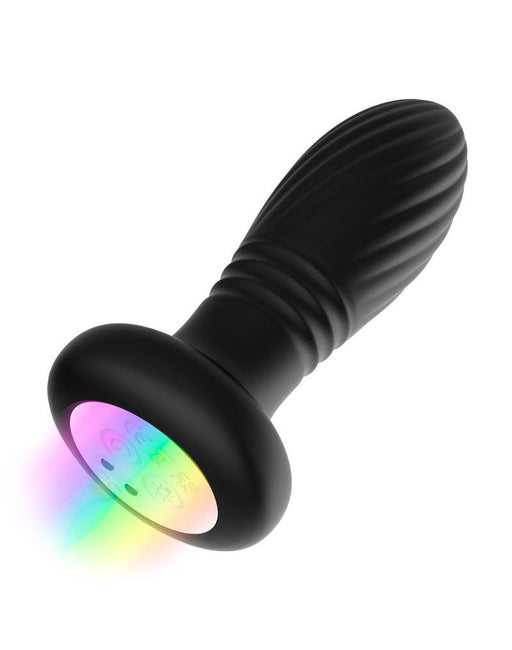 IY Tainy - Plug anale pulsante con luci LED e telecomando - Nero-Erotiekvoordeel.nl