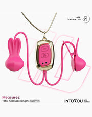 IY Tickly - Pinze per capezzoli vibranti con catena - Controllo tramite app - Rosa-Erotiekvoordeel.nl