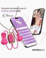 IY Tickly - Pinze per capezzoli vibranti con catena - Controllo tramite app - Rosa-Erotiekvoordeel.nl