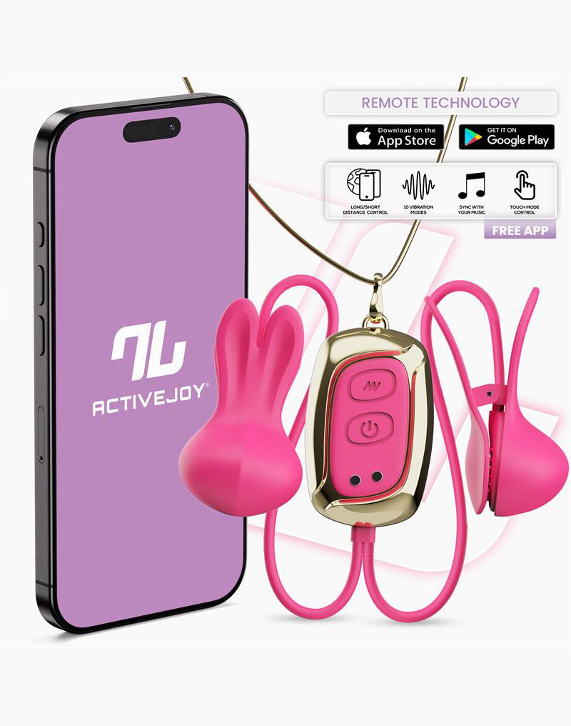 IY Tickly - Pinze per capezzoli vibranti con catena - Controllo tramite app - Rosa-Erotiekvoordeel.nl