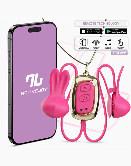 IY Tickly - Pinze per capezzoli vibranti con catena - Controllo tramite app - Rosa-Erotiekvoordeel.nl