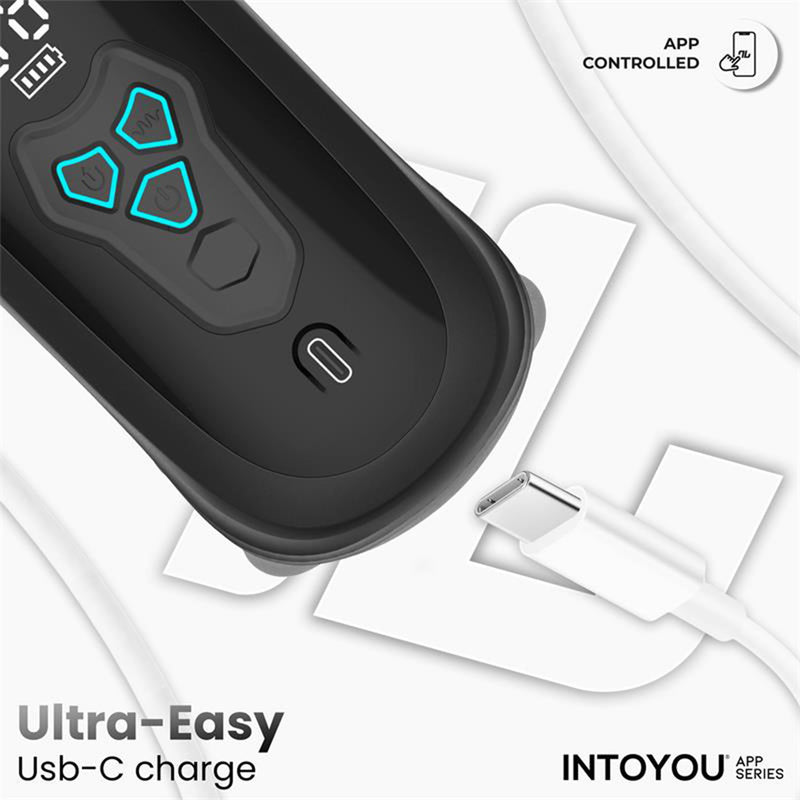 IY - Torky - Masturbatore rotante a compressione con controllo tramite app - Nero-Erotiekvoordeel.nl