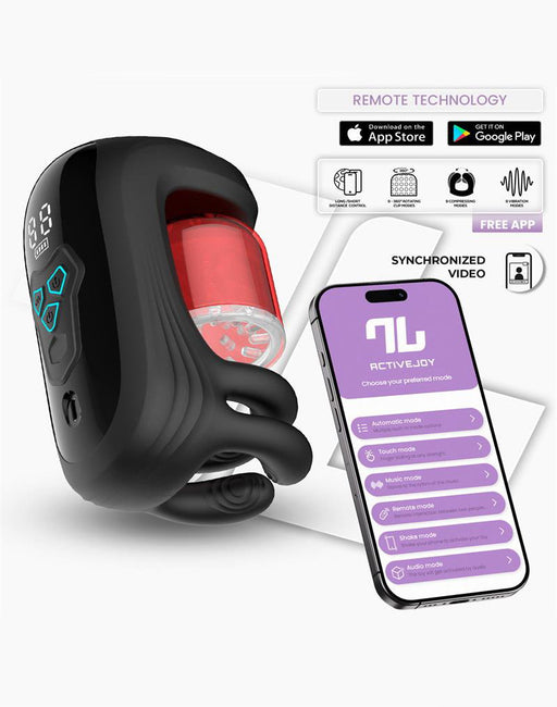 IY - Torky - Compressing Rotating Masturbator with App Control - Black-Erotiekvoordeel.nl