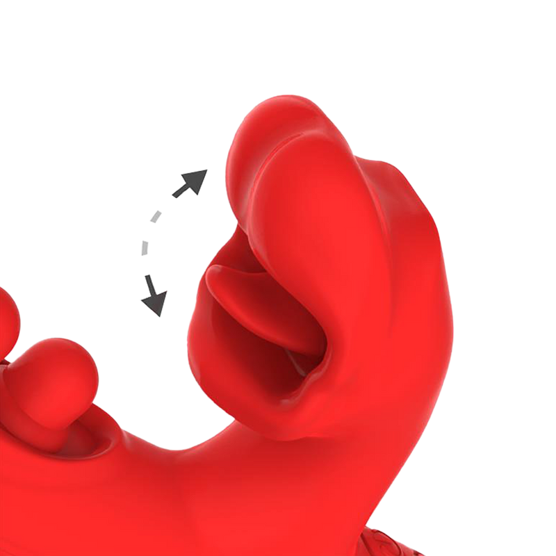 IY - Trixy - Vibratore Rabbit a tripla vibrazione con lingua leccante - Controllo tramite app - Rosso-Erotiekvoordeel.nl