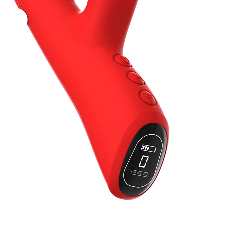 IY - Trixy - Vibratore Rabbit a tripla vibrazione con lingua leccante - Controllo tramite app - Rosso-Erotiekvoordeel.nl