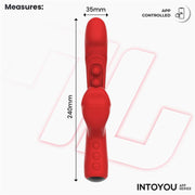 IY - Trixy - Vibratore Rabbit a tripla vibrazione con lingua leccante - Controllo tramite app - Rosso-Erotiekvoordeel.nl