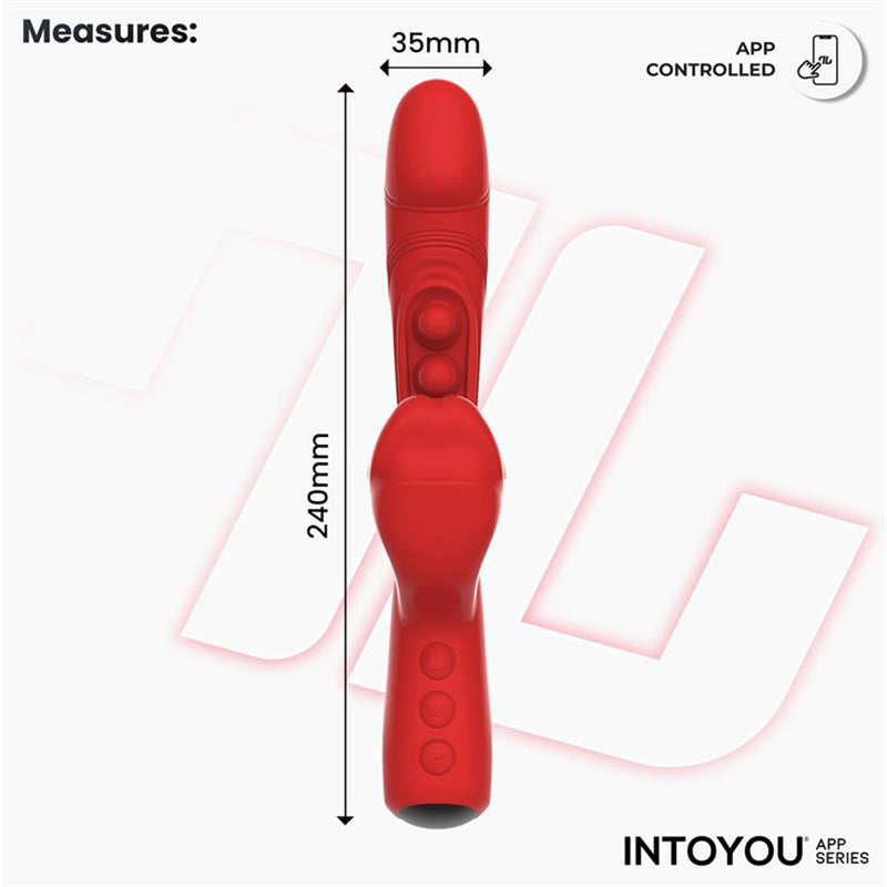 IY - Trixy - Vibratore Rabbit a tripla vibrazione con lingua leccante - Controllo tramite app - Rosso-Erotiekvoordeel.nl