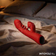 IY - Trixy - Vibratore Rabbit a tripla vibrazione con lingua leccante - Controllo tramite app - Rosso-Erotiekvoordeel.nl