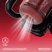 IY - Vexor - 3-in-1-Masturbator - Mit Saug-, Stoß- und Vibrationsfunktion - Schwarz/Rot - Erotiekvoordeel.nl