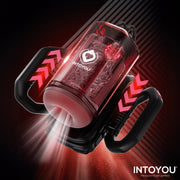 IY - Vexor - 3-in-1-Masturbator - Mit Saug-, Stoß- und Vibrationsfunktion - Schwarz/Rot - Erotiekvoordeel.nl