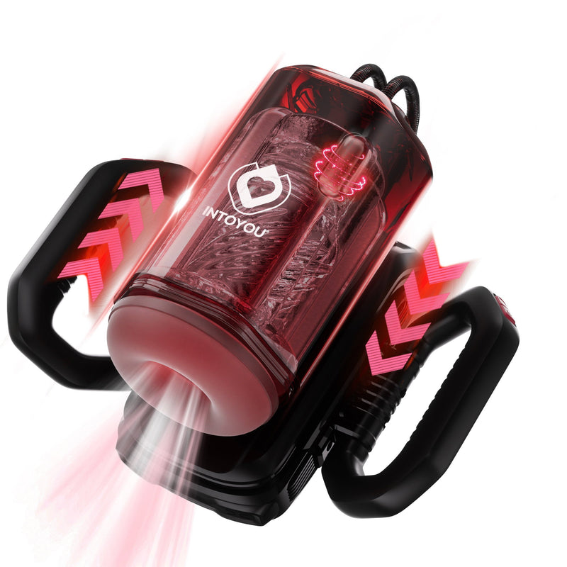 IY - Vexor - 3-in-1-Masturbator - Mit Saug-, Stoß- und Vibrationsfunktion - Schwarz/Rot - Erotiekvoordeel.nl