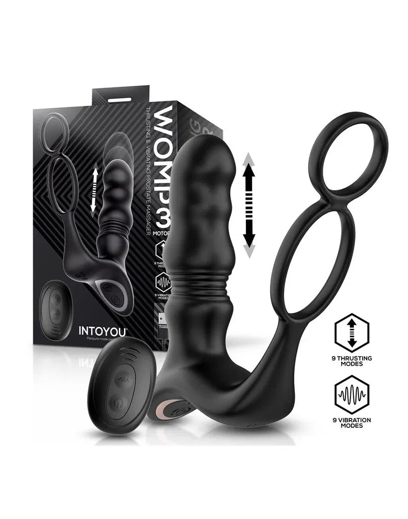 IY - Womp - Massaggiatore prostatico pulsante e vibrante con telecomando - Nero-Erotiekvoordeel.nl