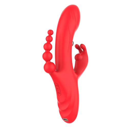 Inner Bloom - Rabbit con funzione di pulsazione e vibratore anale - Rosso-Erotiekvoordeel.nl