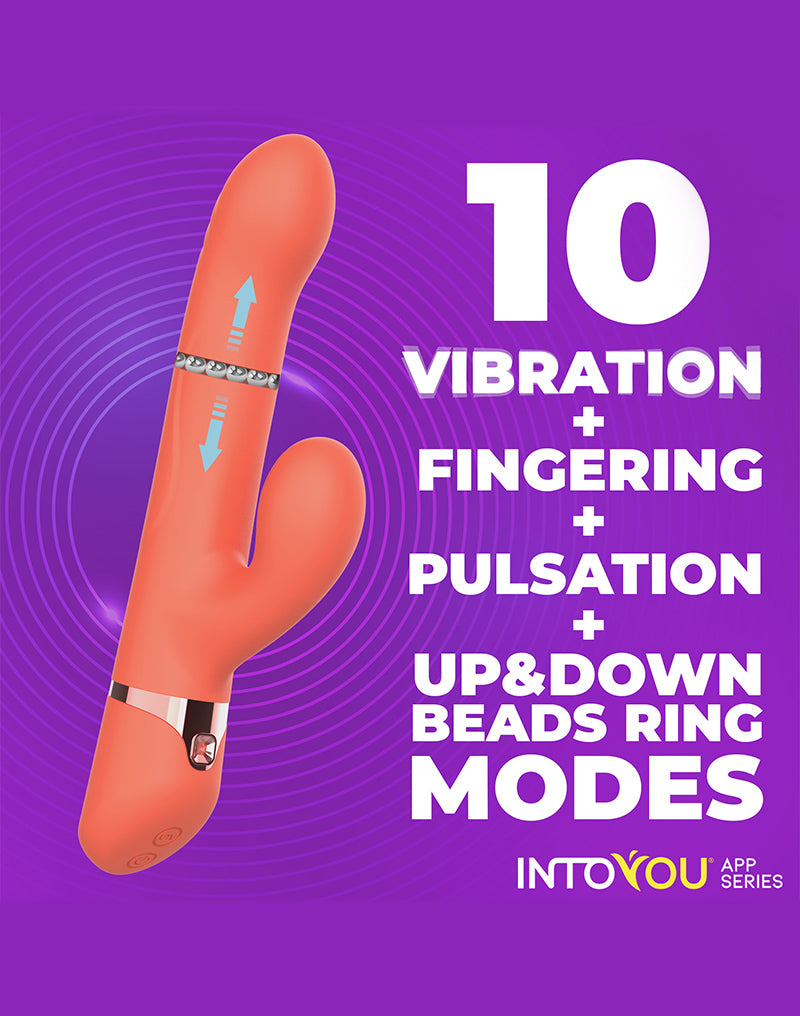 Intoyou - Mindy - Vibratore Rabbit Tapping con funzione di pulsazione e app - Arancione corallo - Erotiekvoordeel.nl