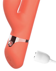 Intoyou - Mindy - Vibratore Rabbit Tapping con funzione di pulsazione e app - Arancione corallo - Erotiekvoordeel.nl