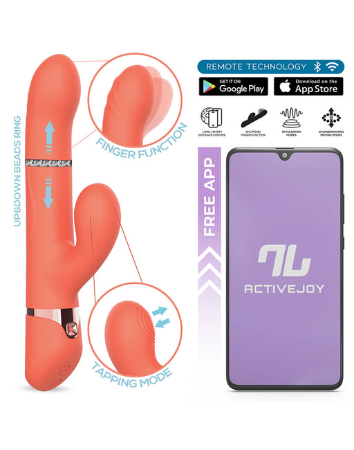 Intoyou - Mindy - Vibratore Rabbit Tapping con funzione di pulsazione e app - Arancione corallo - Erotiekvoordeel.nl