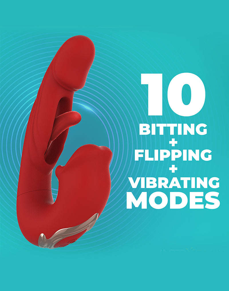 Intoyou - Mouty - Vibratore Rabbit Bitting & Flipping con app - Rosso-Erotiekvoordeel.nl