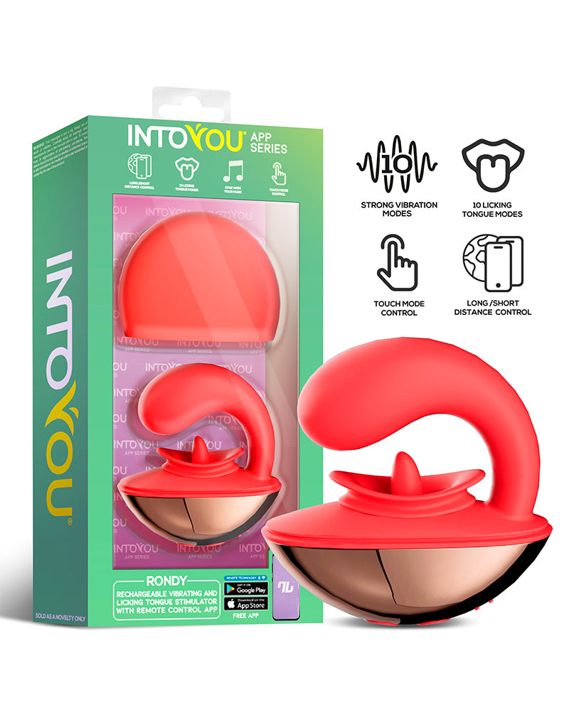 Intoyou - Rondy - Vibratore clitorideo leccante - Con controllo tramite app - Rosso-Erotiekvoordeel.nl