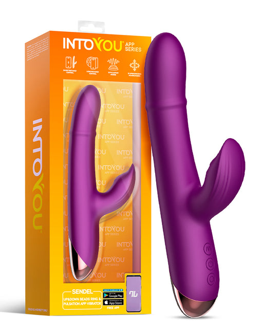Intoyou - Sendel - Vibratore Rabbit con anello di perline mobile e controllo tramite app - Viola-Erotiekvoordeel.nl