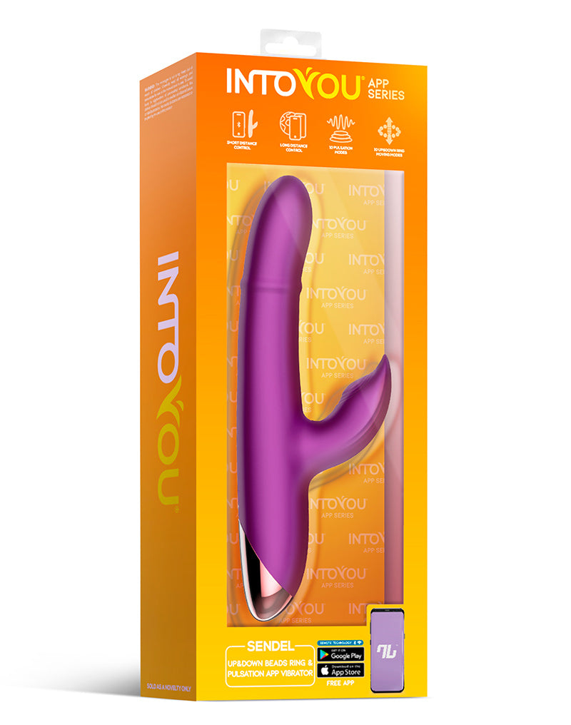 Intoyou - Sendel - Vibratore Rabbit con anello di perline mobile e controllo tramite app - Viola-Erotiekvoordeel.nl