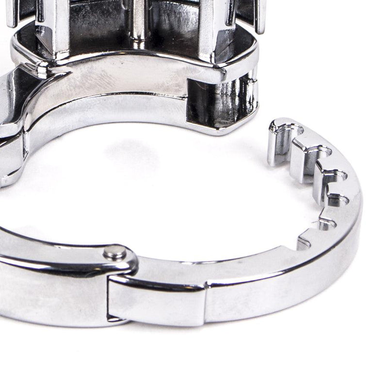 KIotos - Adjustable Stainless Steel Chastity Cage With Padlock-Erotiekvoordeel.nl