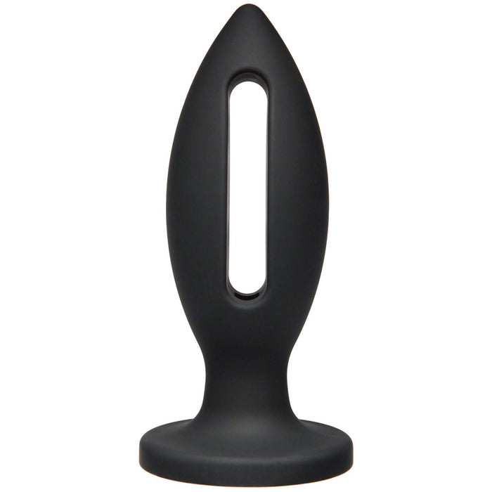 Kink by Doc Johnson - Lube Luge - Premium Siliconen Plug met Gat voor Glijmiddel - 15 cm - Zwart-Erotiekvoordeel.nl