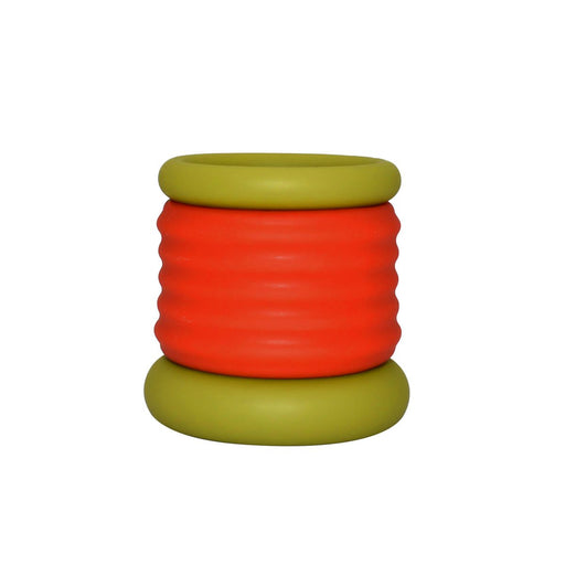 Kiotos - Anillo para el pene y estirador de testículos de silicona 2 en 1 - Extra alto - Rojo/Verde-Erotiekvoordeel.nl