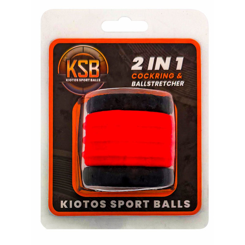 Kiotos - 2-in-1 Silicone Cock Ring & Ball Stretcher - Red/Black-Erotiekvoordeel.nl