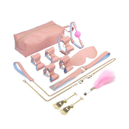 Kiotos - Kit de 10 artículos BDSM Bowties - Rosa - Set de bondage y esposas - Erotiekvoordeel.nl